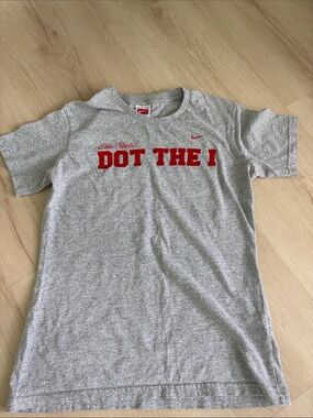 Nike Gray Tee with Red 'DOT THE I' Graphic
